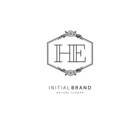 H E HE Beauty vector initial logo, handwriting logo of initial signature, wedding, fashion, jewerly, boutique, floral and botanical with creative template for any company or business.