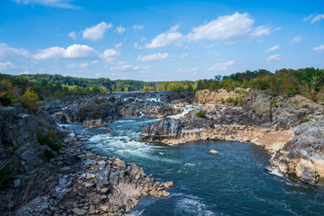 Fototapeta na wymiar Great Falls Potomac Waterfall in Fairfax Virginia