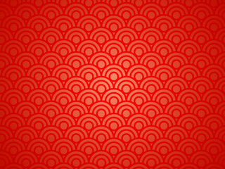 Chinese new year. Vector red abstract design. Japanese traditional background with waves