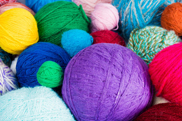 Balls of  wool, made by hand. colorful balls from wool