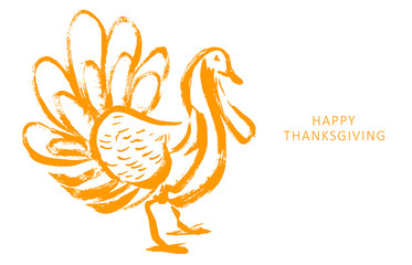 Beautiful colorful hand drawn turkey bird for Happy Thanksgiving celebration for your design. Vector illustration can be use as flyer, poster or banner