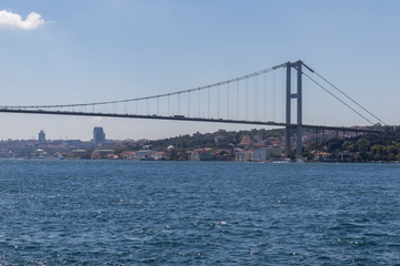 Panorama from Bosporus to city of Istanbul