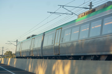 Electric train on the tracks