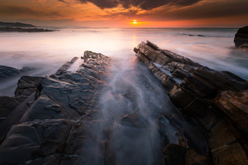 Sunset at Bidart's beach next to Biarritz, Basque Country.