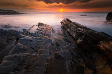 Sunset at Bidart's beach next to Biarritz, Basque Country.