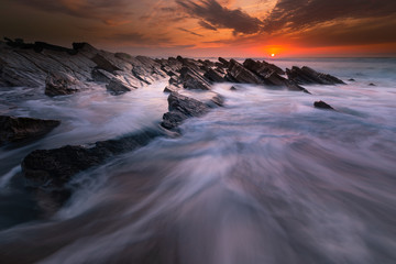 Sunset at Bidart's beach next to Biarritz, Basque Country.