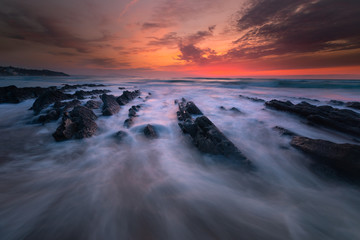 Sunset at Bidart's beach next to Biarritz, Basque Country.