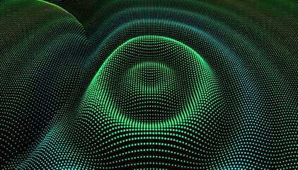 Particle 3D wavy ripple effect. Color Grid surface