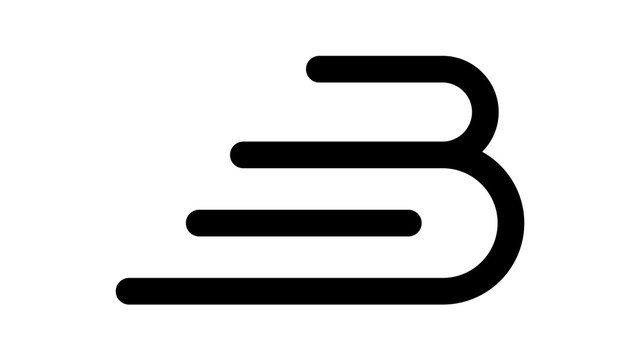 Letter B logo. Parallel lines simple style.