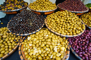 Marinated  olives on provencal street market