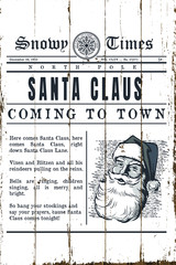 Vintage Christmas Newspaper Sign with Shiplap Design
