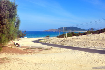 the beautiful road beside the beach