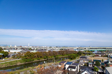 清洲城から見た清須の街並み