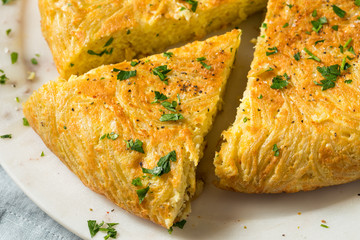 Homemade Spaghetti Omelette with Eggs