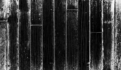 Rustic black and white vintage textured wood bamboo background with rough grain. Vertical parallel boards.