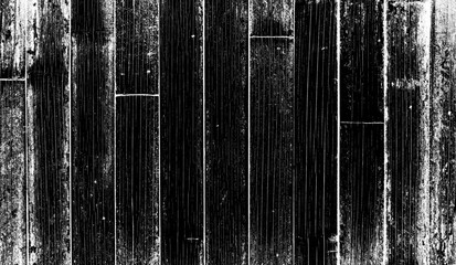 Rustic black and white vintage textured wood bamboo background with rough grain. Vertical parallel boards.