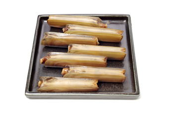 Razor clams isolated on white background.