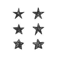 Star doodles. Hand drawn stars collection.