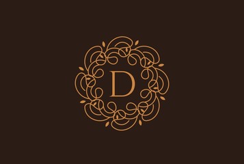 Luxury gold logo design template vector illustration for Restaurant, Royalty, Boutique, Cafe, Hotel, Heraldic, Jewelry and Fashion. Ornament shapes for logotype or badge design.