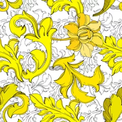 Kussenhoes Vector Golden monogram floral ornament. Black and white engraved ink art. Seamless background pattern. © LIGHTFIELD STUDIOS
