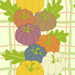 Autumn Fall Pumpkins Seamless Pattern Illustration