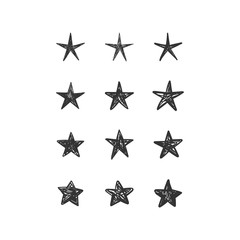 Star doodles. Hand drawn stars collection.