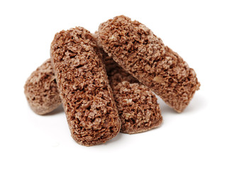 Cereal bars on white background