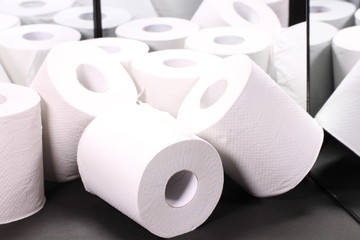 鏡に映るトイレットペーパー