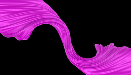 Abstract background of magenta wavy silk or satin. 3d rendering image.