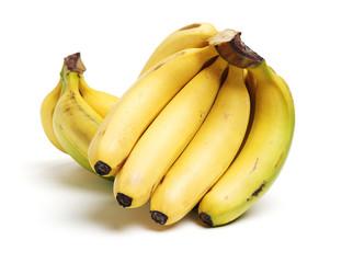 Fresh ripe bananas on white background 