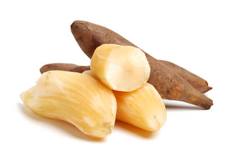 Fresh Yacon (Peruvian ground apple) on white background