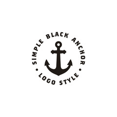 Simple Anchor Silhouette Vintage Retro Stamp logo design for boat ship nautical transport