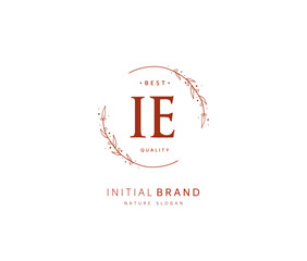 I E IE Beauty vector initial logo, handwriting logo of initial signature, wedding, fashion, jewerly, boutique, floral and botanical with creative template for any company or business.