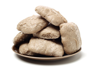 Chinese buckwheat steamed roll. Close up on white background
