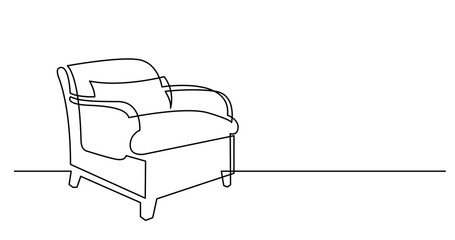 continuous line drawing of big comfortable armchair