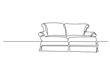 continuous line drawing of classical style loveseat sofa