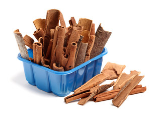 Cinnamon on white background 