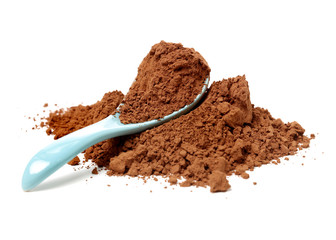 Cocoa powder isolated on white background