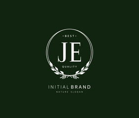J E JE Beauty vector initial logo, handwriting logo of initial signature, wedding, fashion, jewerly, boutique, floral and botanical with creative template for any company or business.