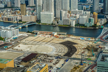 カレッタ汐留の展望台から見える東京の街並み