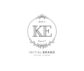K E KE Beauty vector initial logo, handwriting logo of initial signature, wedding, fashion, jewerly, boutique, floral and botanical with creative template for any company or business.