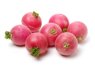 Fresh radishes isolated on white background