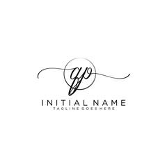 QP Initial handwriting logo with circle template vector.