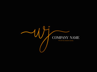 W J WJ Initial handwriting logo design with circle. Beautyful design handwritten logo for fashion, team, wedding, luxury logo.