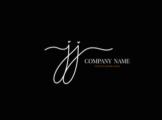 J JJ Initial handwriting logo design with circle. Beautyful design handwritten logo for fashion, team, wedding, luxury logo.