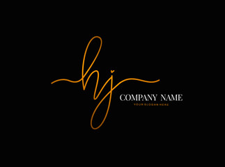 H J HJ Initial handwriting logo design with circle. Beautyful design handwritten logo for fashion, team, wedding, luxury logo.