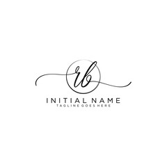 RB Initial handwriting logo with circle template vector.