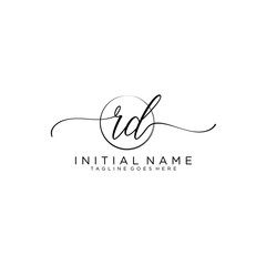 RD Initial handwriting logo with circle template vector.