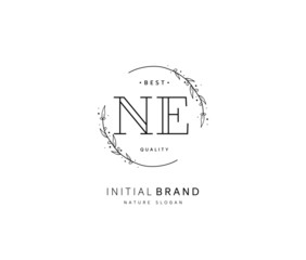 N E NE Beauty vector initial logo, handwriting logo of initial signature, wedding, fashion, jewerly, boutique, floral and botanical with creative template for any company or business.