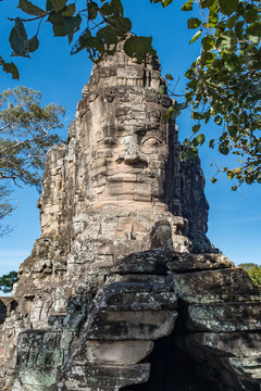 Most famous entrance of Angkor Thom, south gate attract lot of tourists nowadays, Siem Reap, Cambodia 